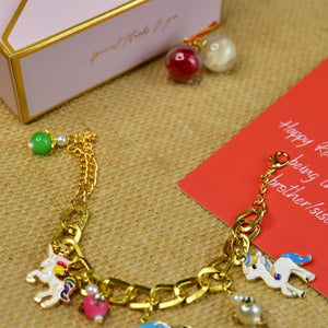 Mayii Exquisite Metal Abstract Rakhi Pack of 1 with Roli Chawal and Greeting card combo for Raksha Bandhan and Gifting - Mayii - Mayii