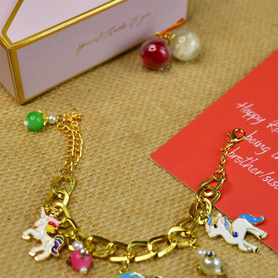 Mayii Exquisite Metal Abstract Rakhi Pack of 1 with Roli Chawal and Greeting card combo for Raksha Bandhan and Gifting