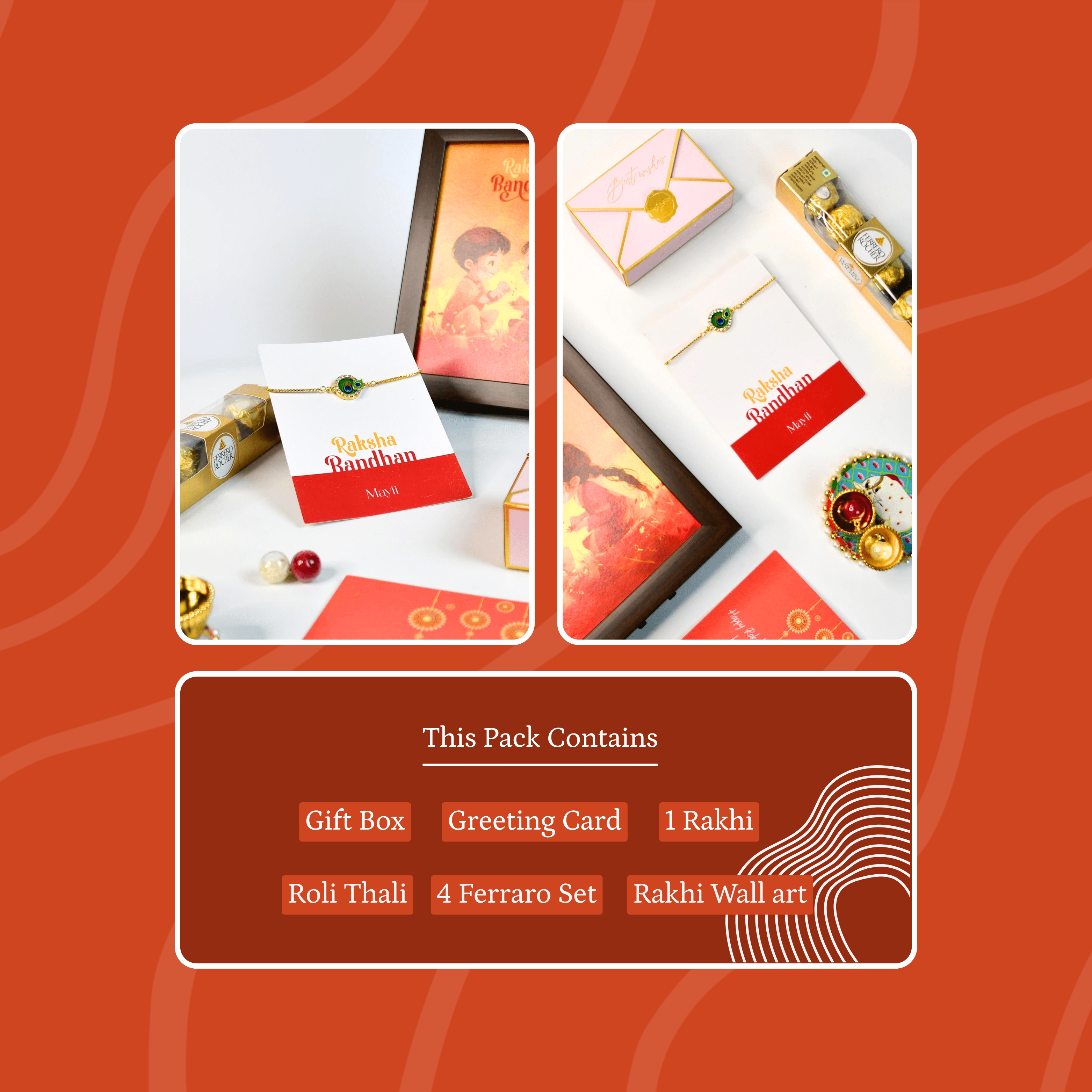 Mayii Exquisite Peacock Rakhi Pack of 1 with Roli Chawal and Greeting card combo for Raksha Bandhan and Gifting - Mayii - Mayii