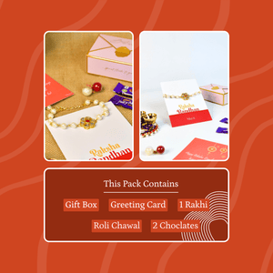 Mayii Exquisite Pearl Rakhi Pack of 1 with Roli Chawal and Greeting card combo for Raksha Bandhan and Gifting - Mayii - Mayii