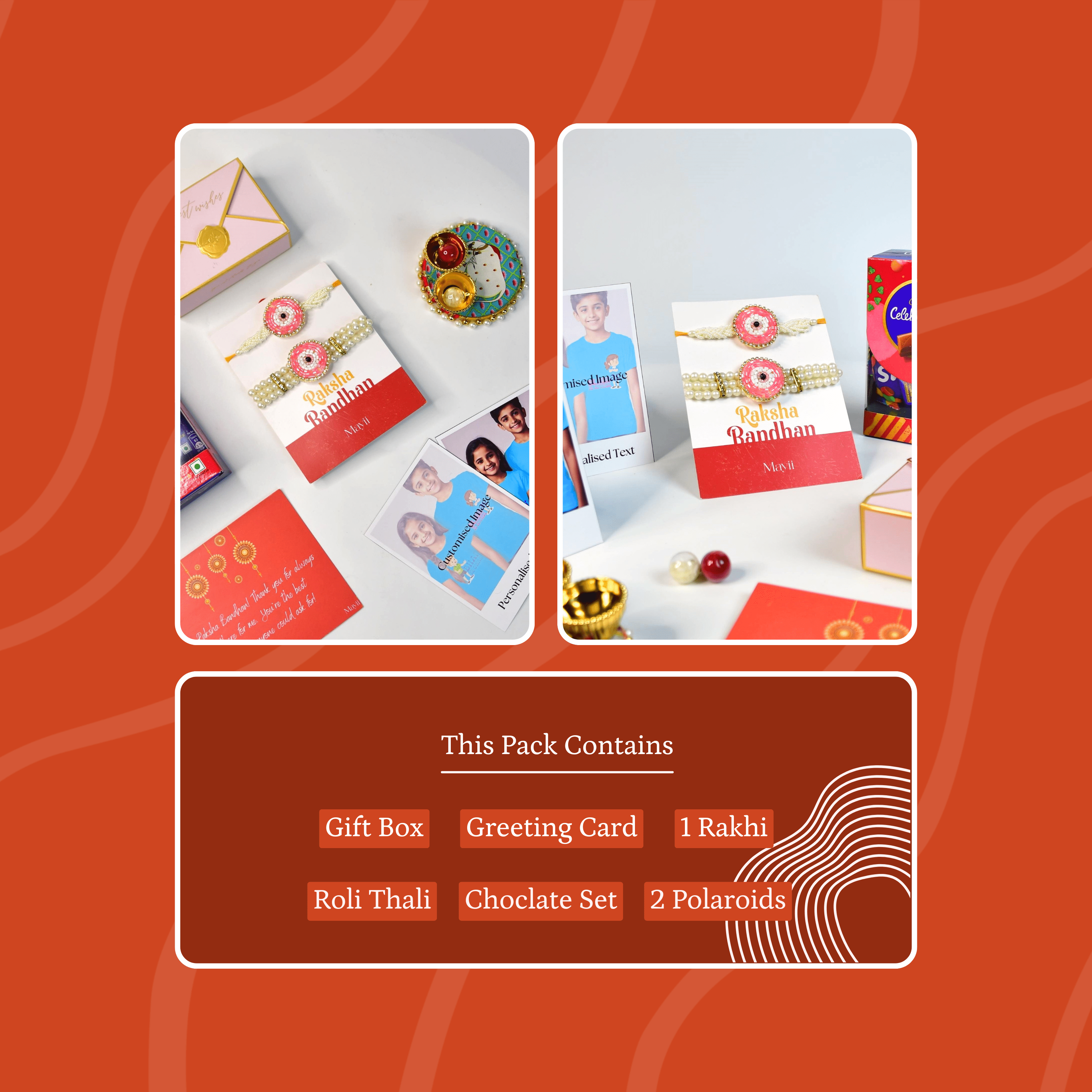 Mayii Exquisite Pink Circle Rakhi Pack of 2 with Roli Chawal and Greeting card combo for Raksha Bandhan and Gifting - Mayii - Mayii