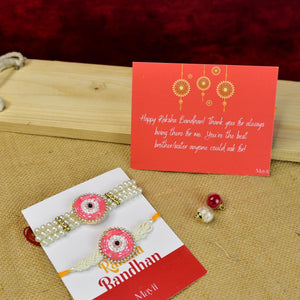 Mayii Exquisite Pink Circle Rakhi Pack of 2 with Roli Chawal and Greeting card combo for Raksha Bandhan and Gifting - Mayii - Mayii