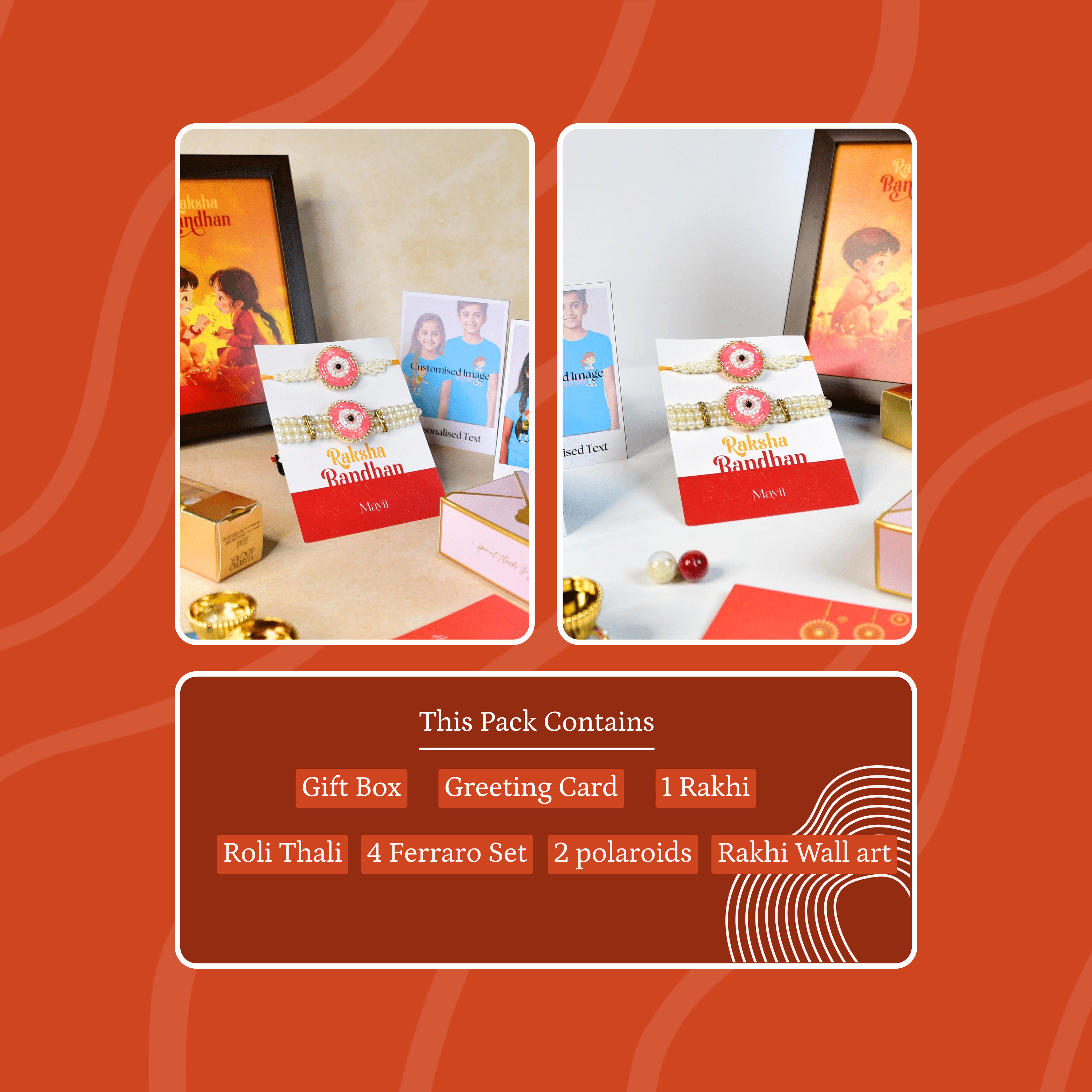 Mayii Exquisite Pink Circle Rakhi Pack of 2 with Roli Chawal and Greeting card combo for Raksha Bandhan and Gifting - Mayii - Mayii