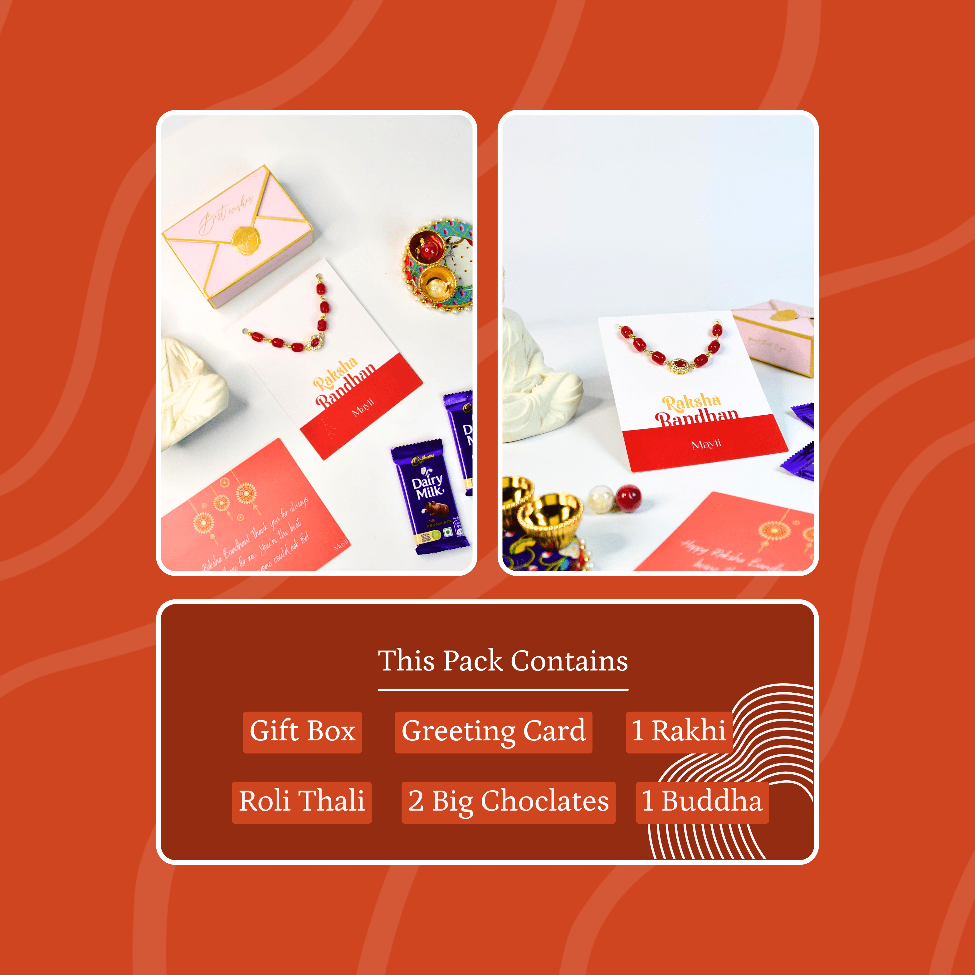 Mayii Exquisite Red Beads Rakhi Pack of 1 with Roli Chawal and Greeting card combo for Raksha Bandhan and Gifting - Mayii - Mayii