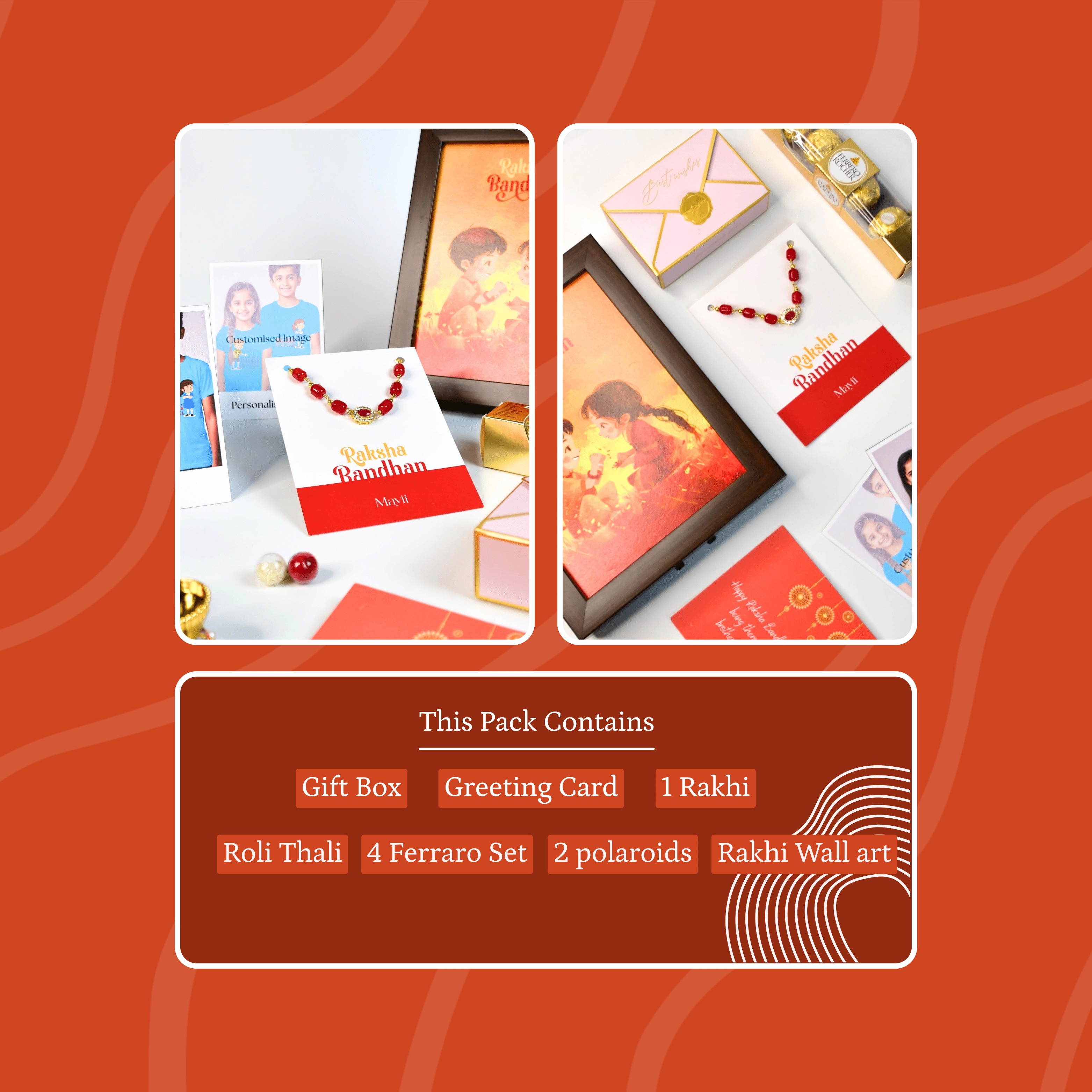 Mayii Exquisite Red Beads Rakhi Pack of 1 with Roli Chawal and Greeting card combo for Raksha Bandhan and Gifting - Mayii - Mayii