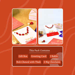 Mayii Exquisite Red Beads Rakhi Pack of 1 with Roli Chawal and Greeting card combo for Raksha Bandhan and Gifting - Mayii - Mayii