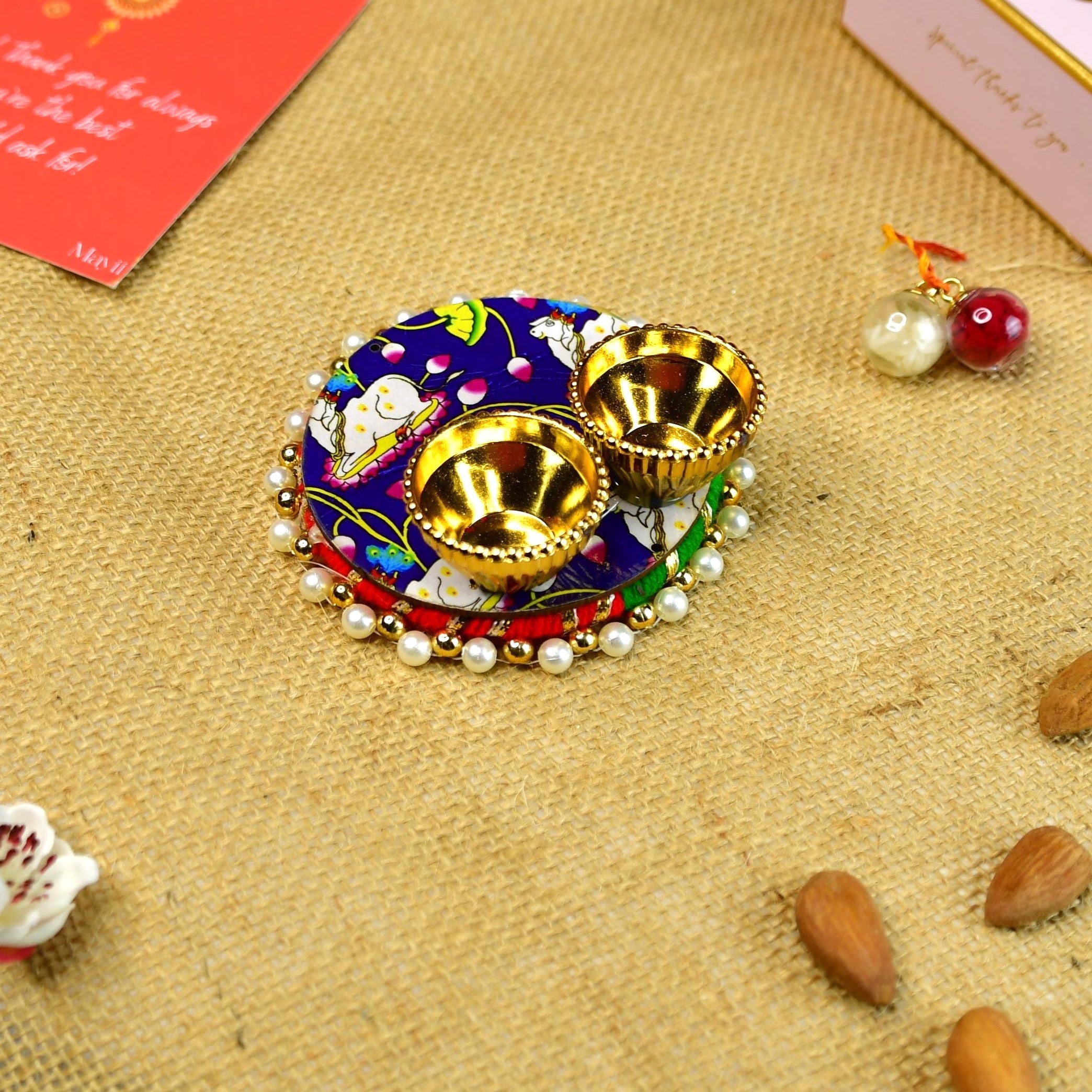 Mayii Exquisite Red Beads Rakhi Pack of 1 with Roli Chawal and Greeting card combo for Raksha Bandhan and Gifting - Mayii - Mayii