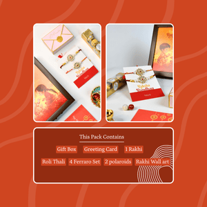 Mayii Exquisite Red Centre Flower Rakhi Pack of 2 with Roli Chawal and Greeting card combo for Raksha Bandhan and Gifting - Mayii - Mayii