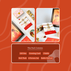 Mayii Exquisite Red Centre Flower Rakhi Pack of 2 with Roli Chawal and Greeting card combo for Raksha Bandhan and Gifting - Mayii - Mayii