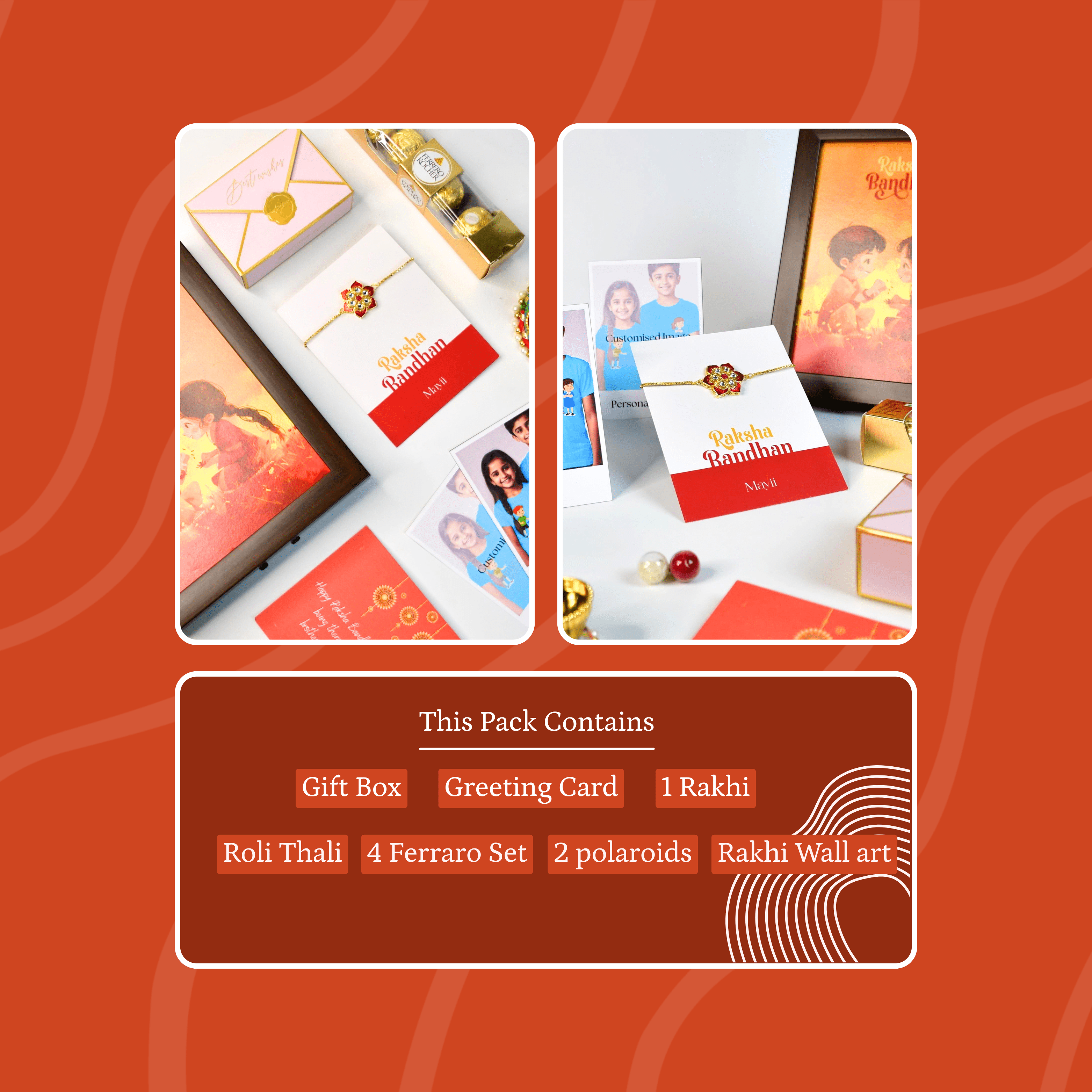 Mayii Exquisite Red Flower Rakhi Pack of 1 with Roli Chawal and Greeting card combo for Raksha Bandhan and Gifting - Mayii - Mayii