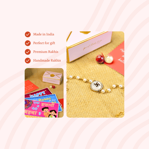 Mayii Exquisite Swastik Rakhi Pack of 1 with Roli Chawal and Greeting card combo for Raksha Bandhan and Gifting - Mayii - Mayii