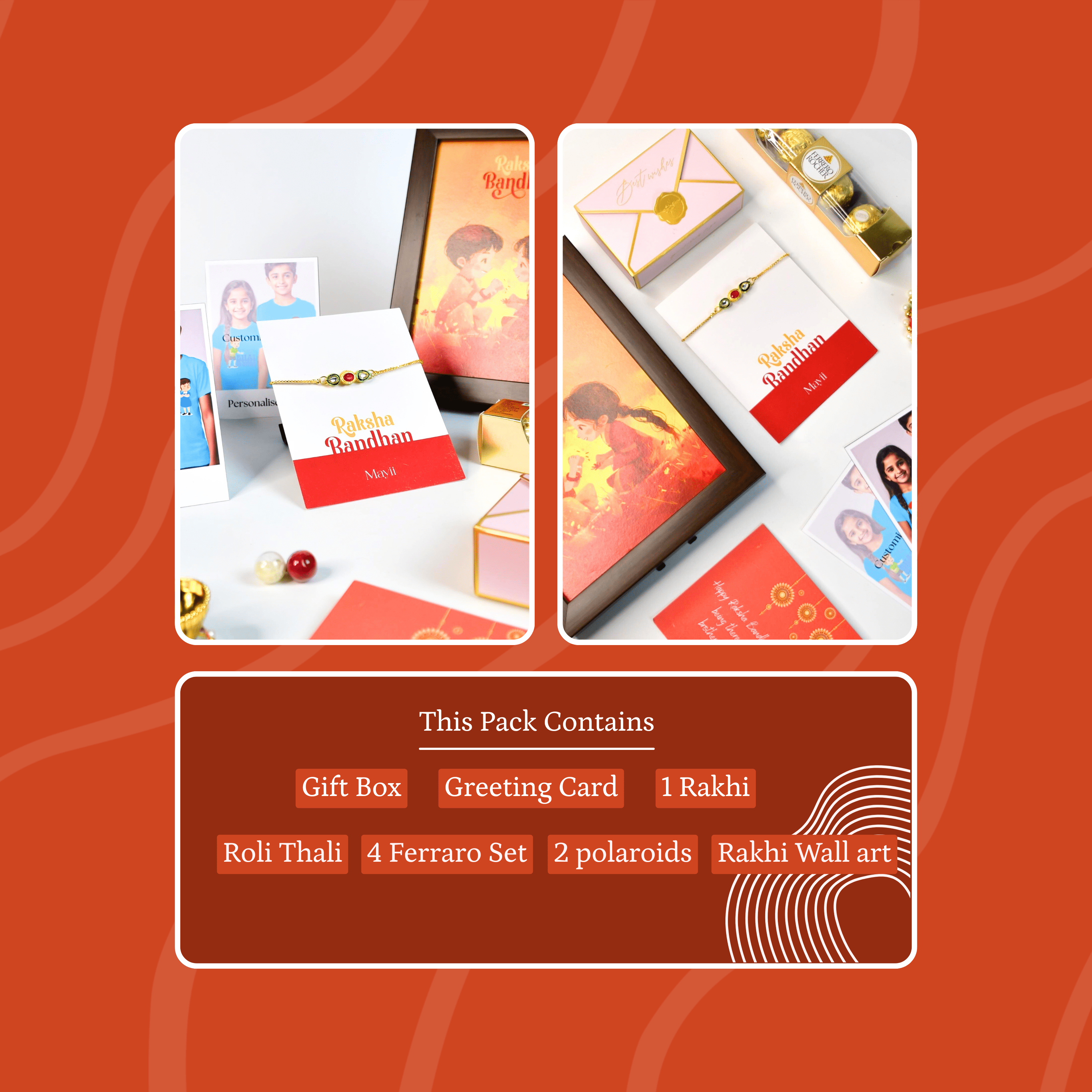 Mayii Exquisite Tri Red Green Rakhi Pack of 1 with Roli Chawal and Greeting card combo for Raksha Bandhan and Gifting - Mayii - Mayii