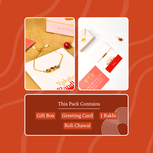 Mayii Exquisite Tri Red Green Rakhi Pack of 1 with Roli Chawal and Greeting card combo for Raksha Bandhan and Gifting - Mayii - Mayii