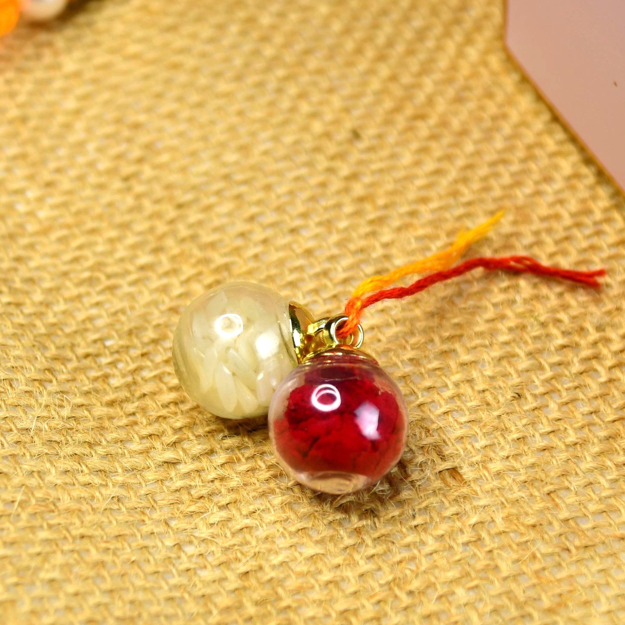 Mayii Exquisite Tri Red Green Rakhi Pack of 1 with Roli Chawal and Greeting card combo for Raksha Bandhan and Gifting - Mayii - Mayii