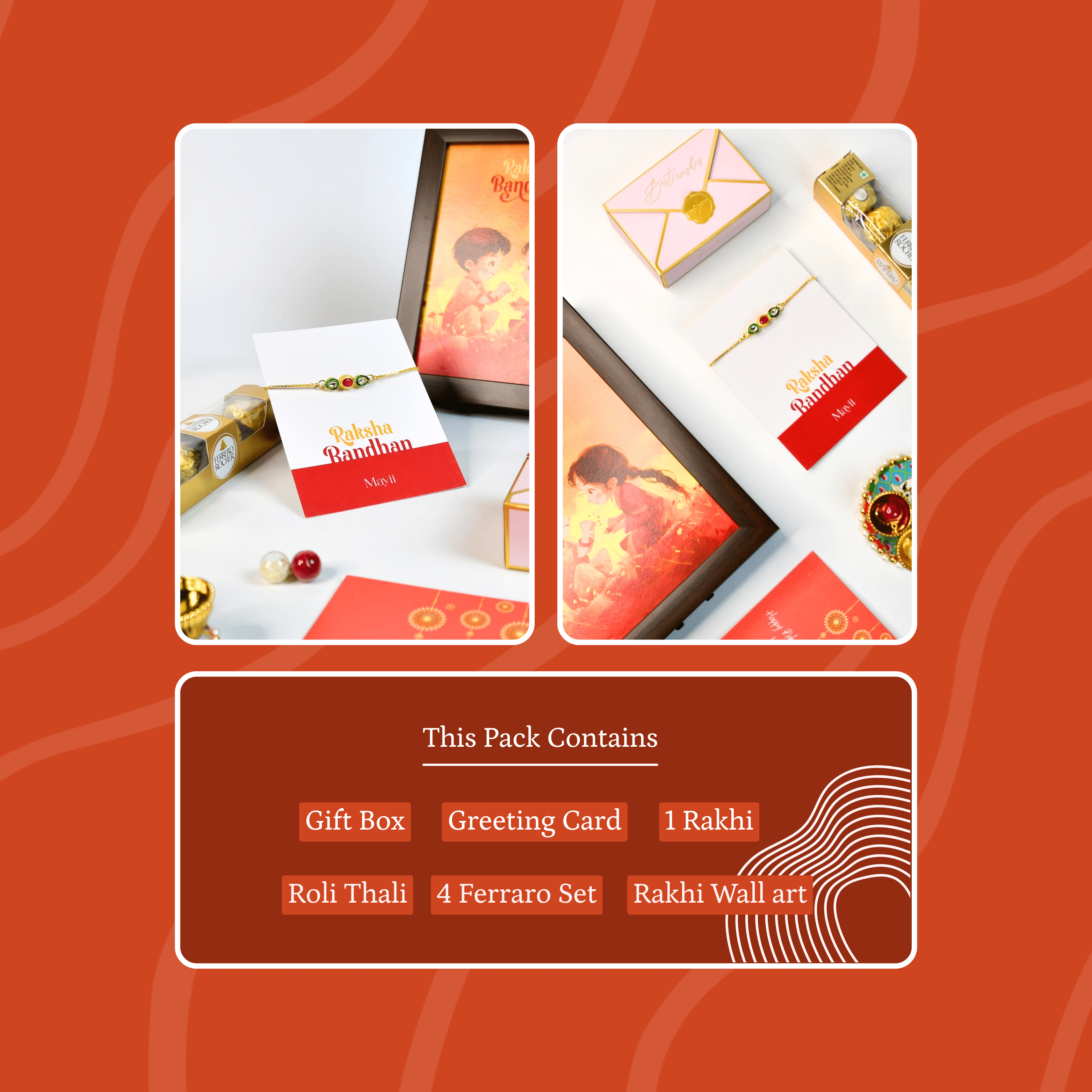 Mayii Exquisite Tri Red Green Rakhi Pack of 1 with Roli Chawal and Greeting card combo for Raksha Bandhan and Gifting - Mayii - Mayii