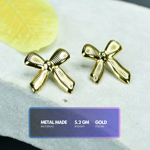 MAYII Floral Stripe Gold Stainless Steel Earrings - One Size - Mayii - Mayii