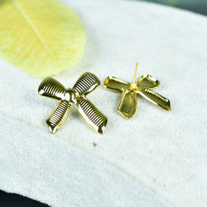 MAYII Floral Stripe Gold Stainless Steel Earrings - One Size - Mayii - Mayii