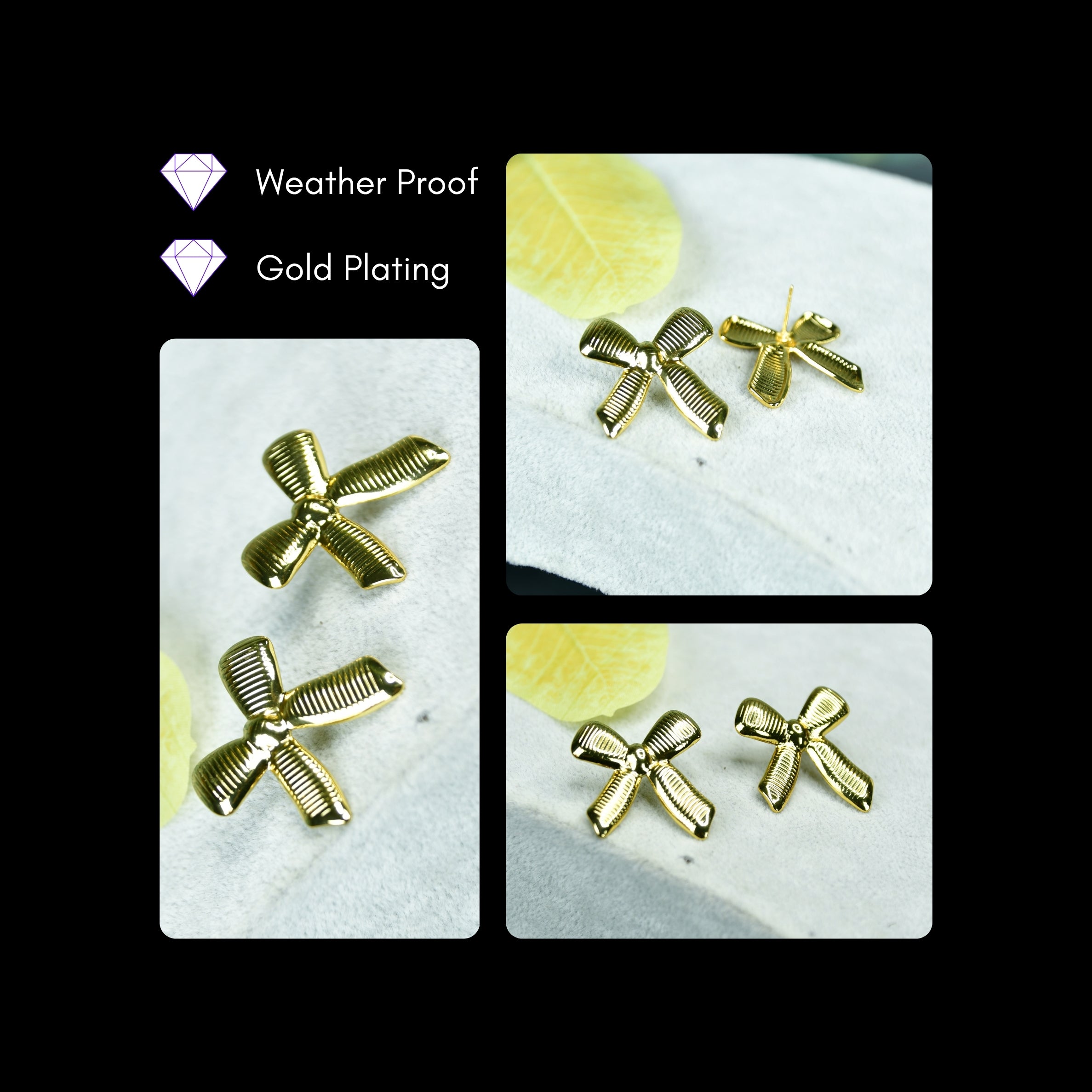MAYII Floral Stripe Gold Stainless Steel Earrings - One Size - Mayii - Mayii