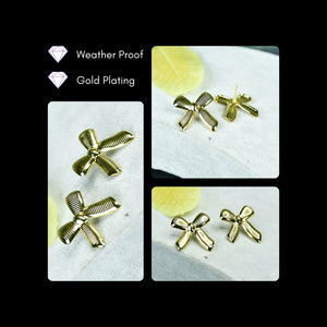 MAYII Floral Stripe Gold Stainless Steel Earrings - One Size - Mayii - Mayii