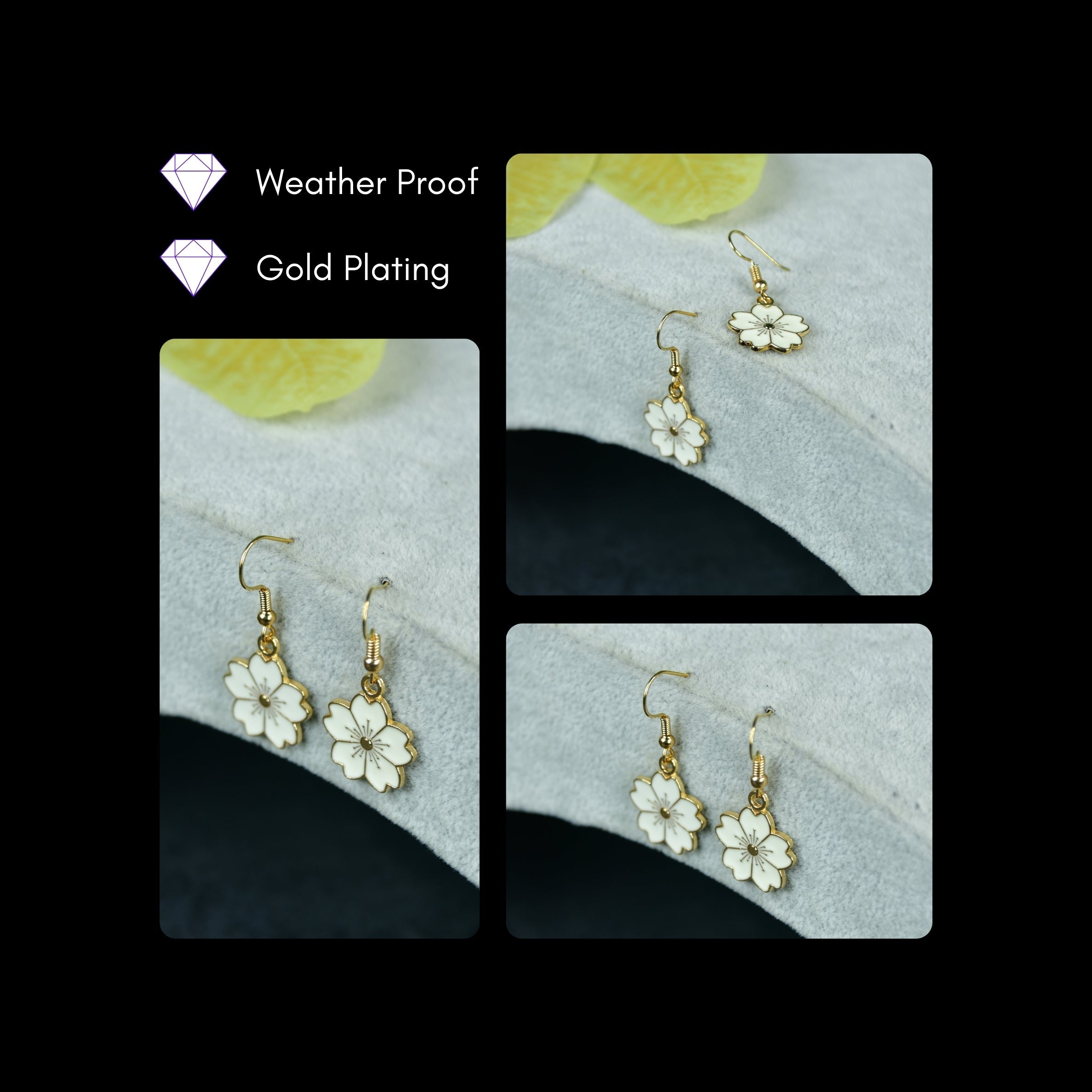 MAYII Floral White Gold Stainless Steel Earrings - One Size - Mayii - Mayii