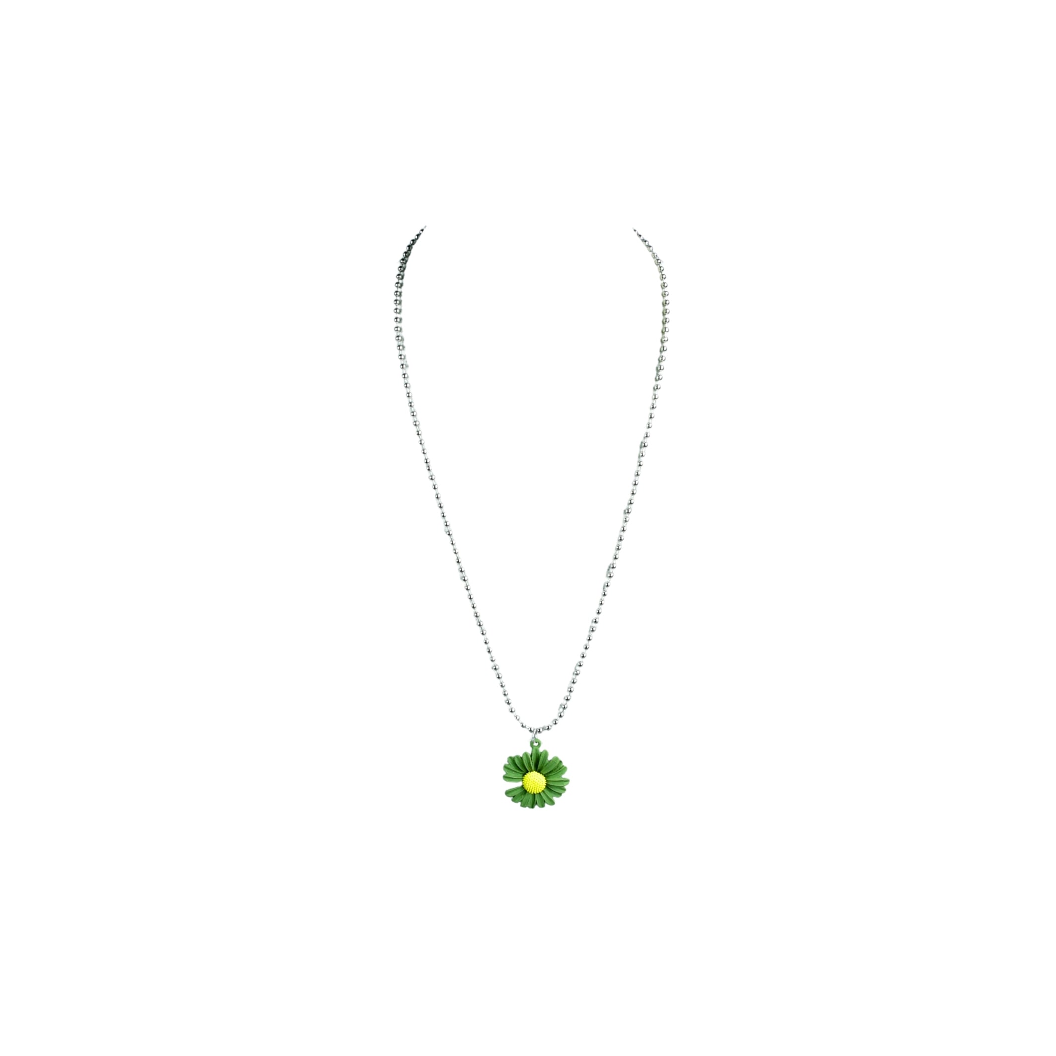 MAYII Flower Pendant Necklace Silver and Green Stainless Steel - One Size - Mayii - Mayii