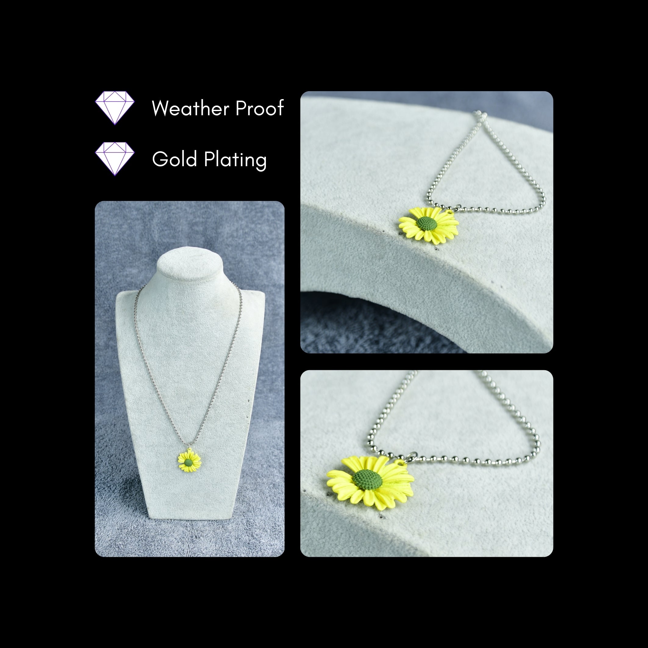 Mayii Flower Pendant Necklace Silver and Yellow Stainless Steel - One Size - Mayii - Mayii