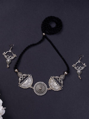 Mayii German Silver Choker: Mandala & Peacock Design - Mayii - Mayii