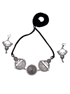 Mayii German Silver Choker: Mandala & Peacock Design - Mayii - Mayii