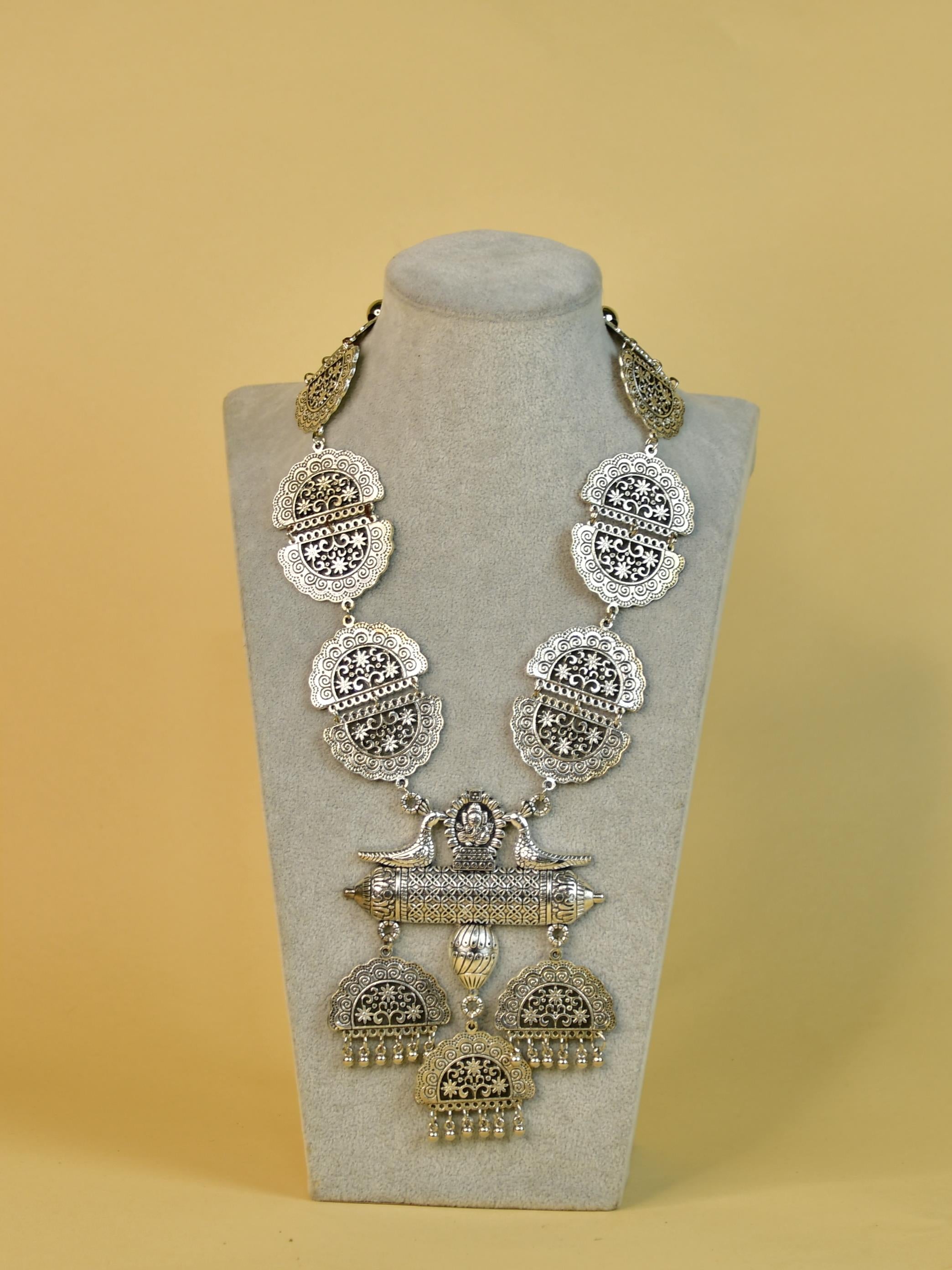 Mayii German Silver Ganesha Necklace – Handcrafted Religious Art - Mayii - Mayii