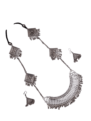 Mayii German Silver Long Choker: Triangles & Chain - Mayii - Mayii