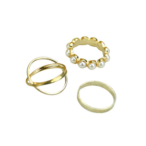 MAYII - Gold Abstract Ring Set of 3 Stainless Steel - One Size - Mayii - Mayii