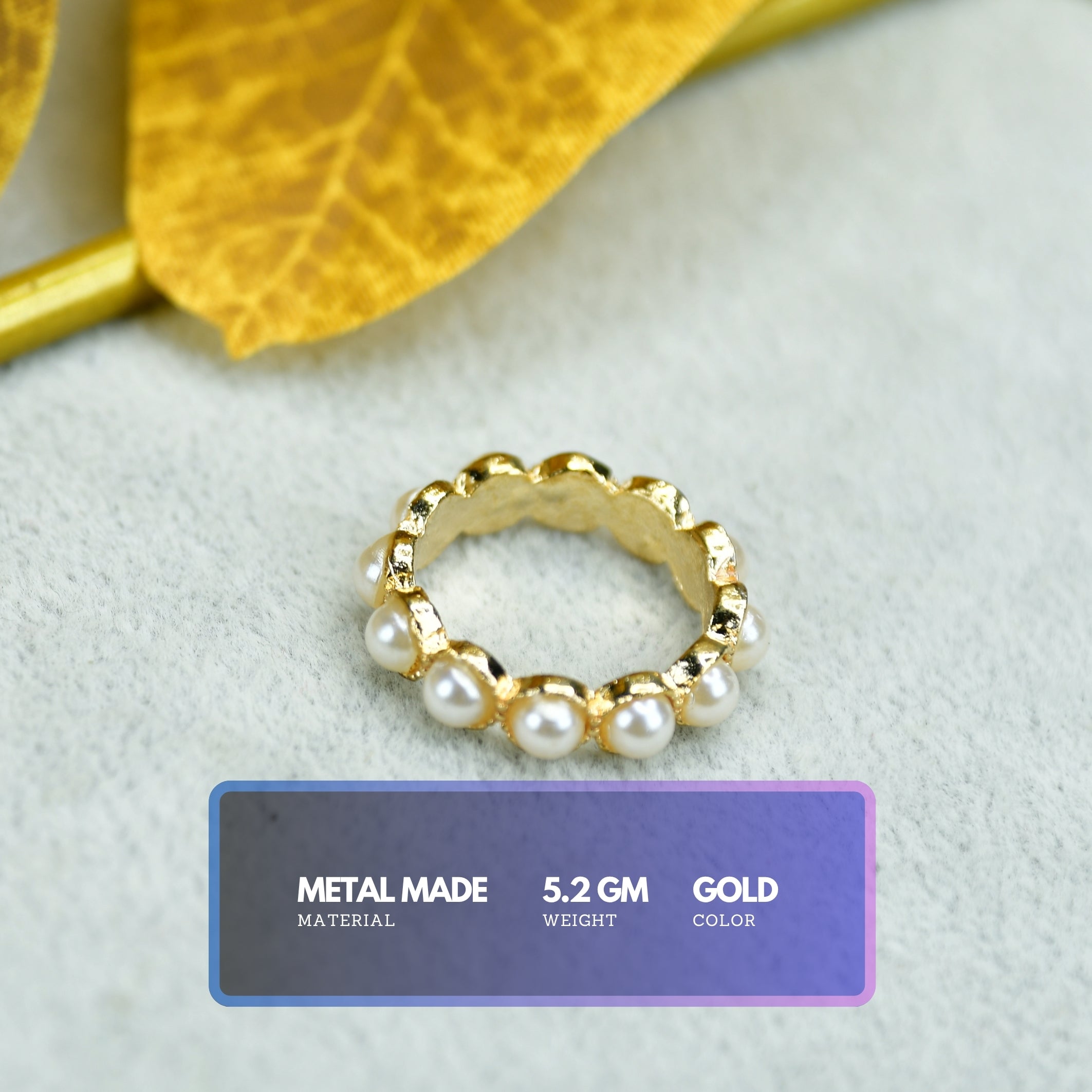 MAYII - Gold Bead Ring Stainless Steel - One Size - Mayii - Mayii