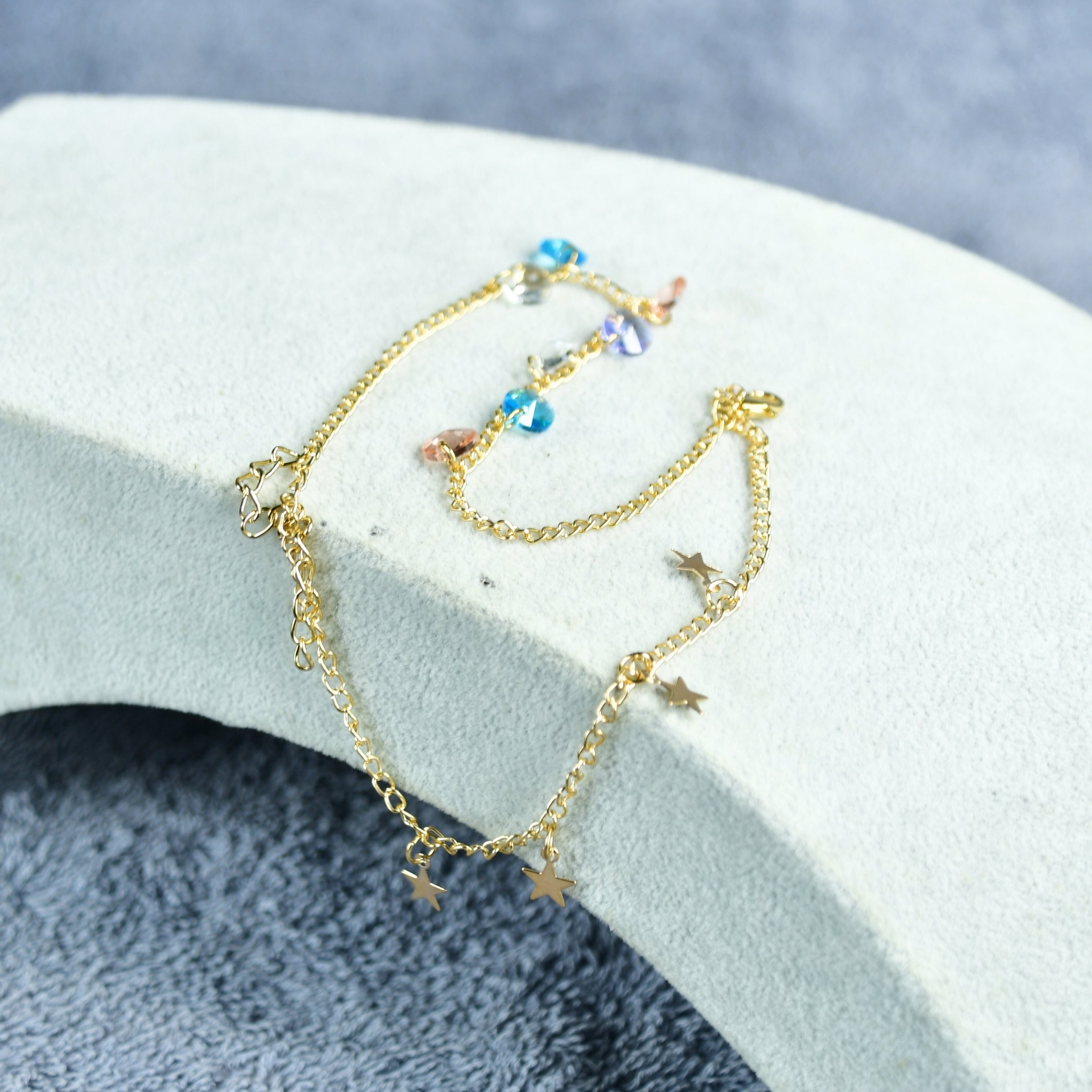 MAYII Gold Crystal Anklet - Gold - Stainless Steel - One Size - Mayii - Mayii