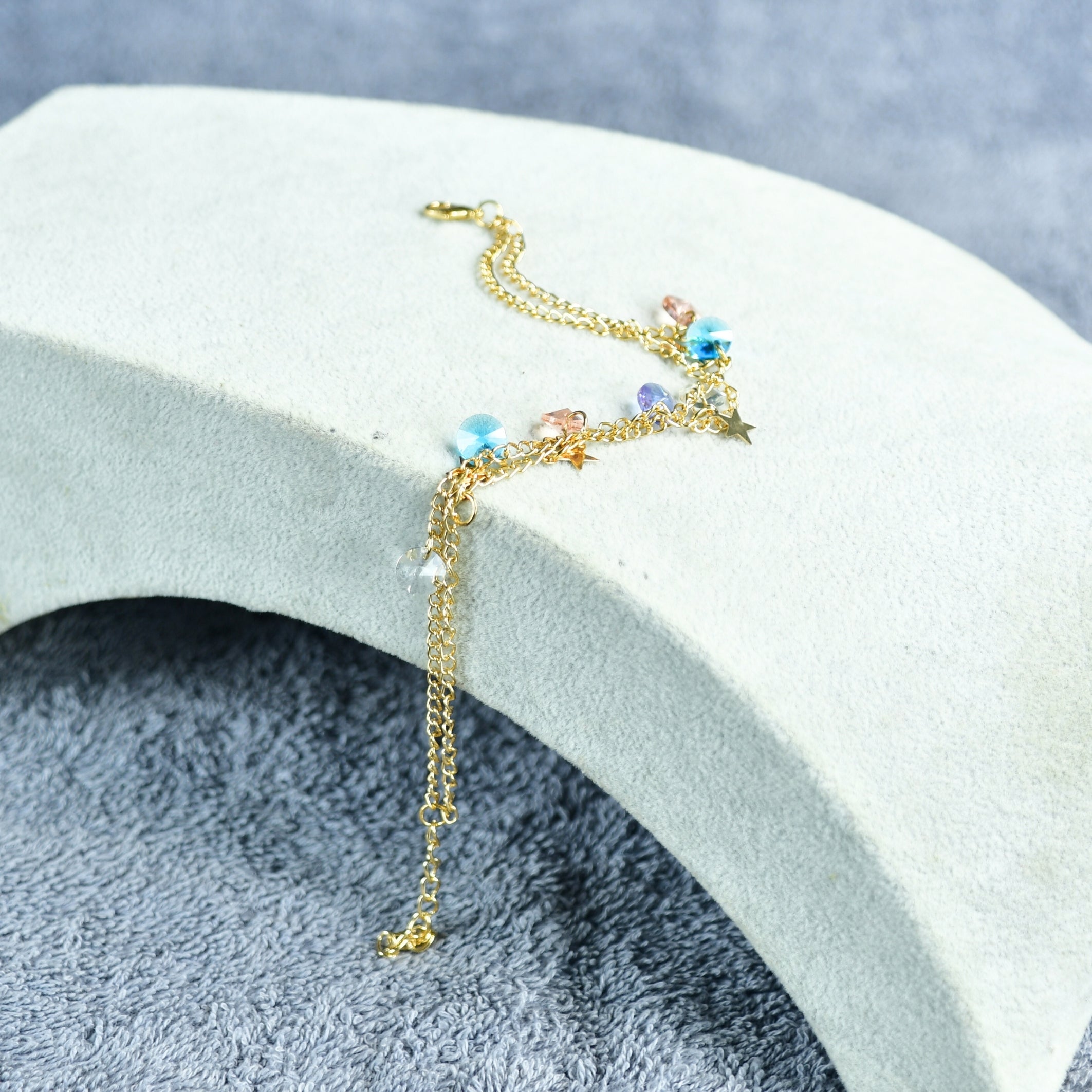 MAYII Gold Crystal Anklet - Gold - Stainless Steel - One Size - Mayii - Mayii