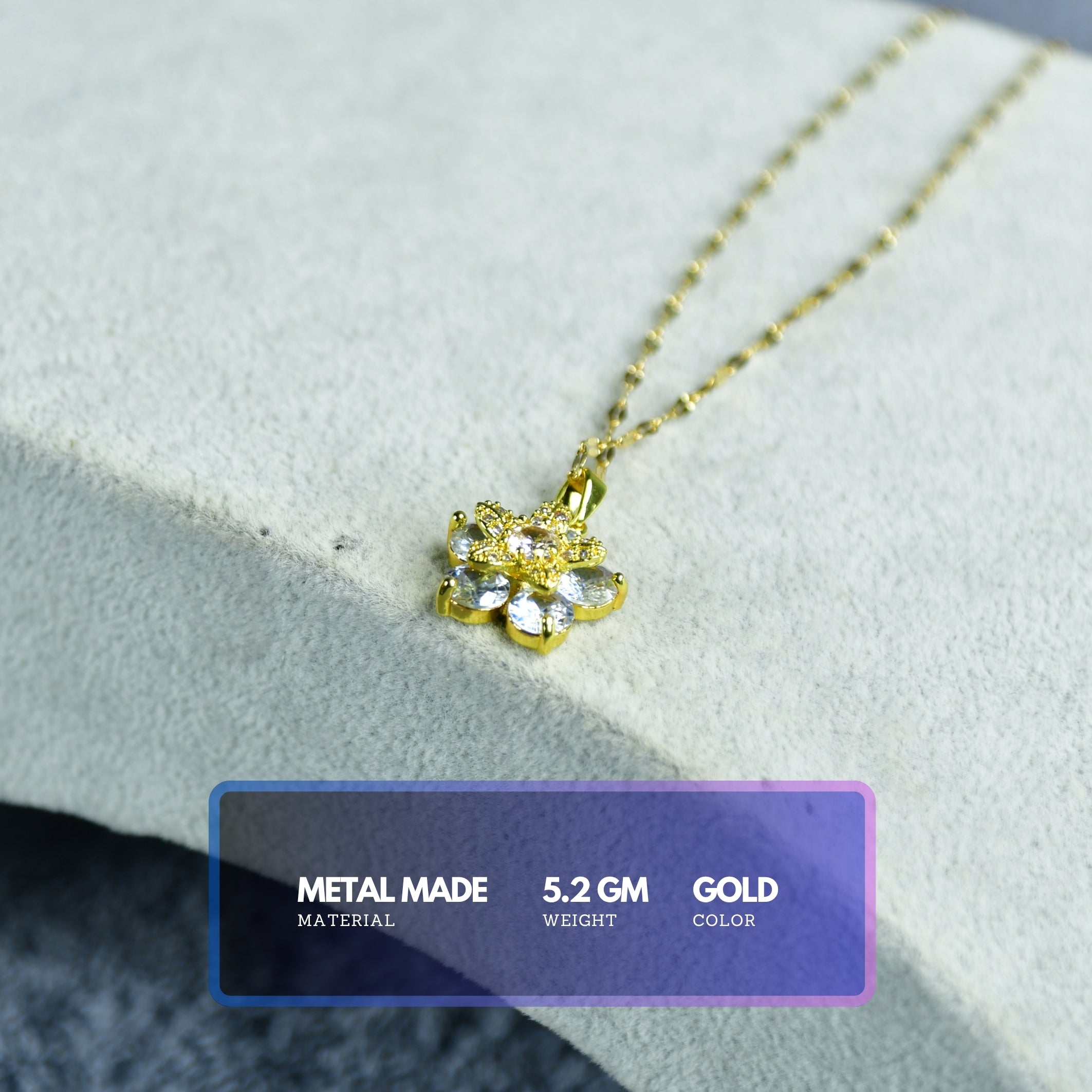 MAYII Gold Crystal Flower Necklace - Gold - Stainless Steel - One Size - Mayii - Mayii
