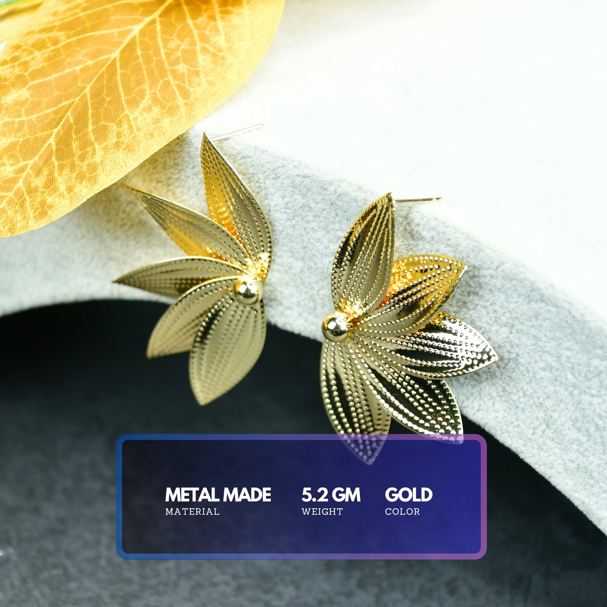 MAYII - Gold Half Moon Sharp Petals Stainless Steel Earrings - One Size - Mayii - Mayii