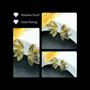 MAYII - Gold Half Moon Sharp Petals Stainless Steel Earrings - One Size - Mayii - Mayii