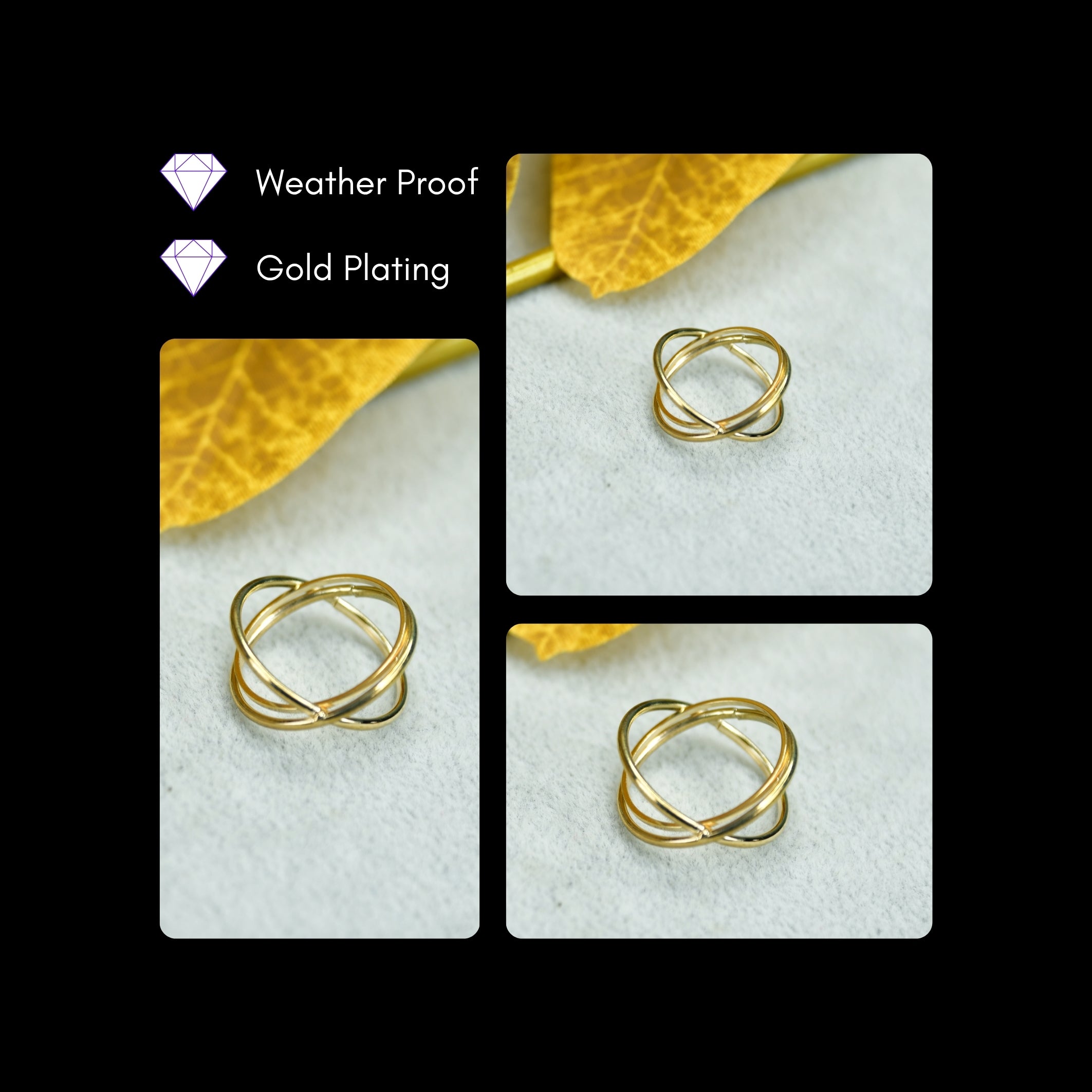 MAYII - Gold Orbit Line Ring Stainless Steel - One Size - Mayii - Mayii
