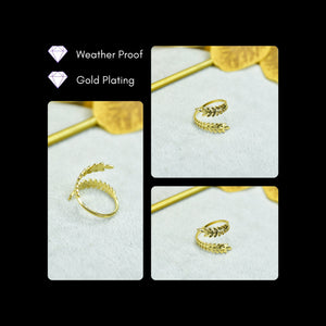 MAYII - Gold Petal Line Ring Stainless Steel - One Size - Mayii - Mayii