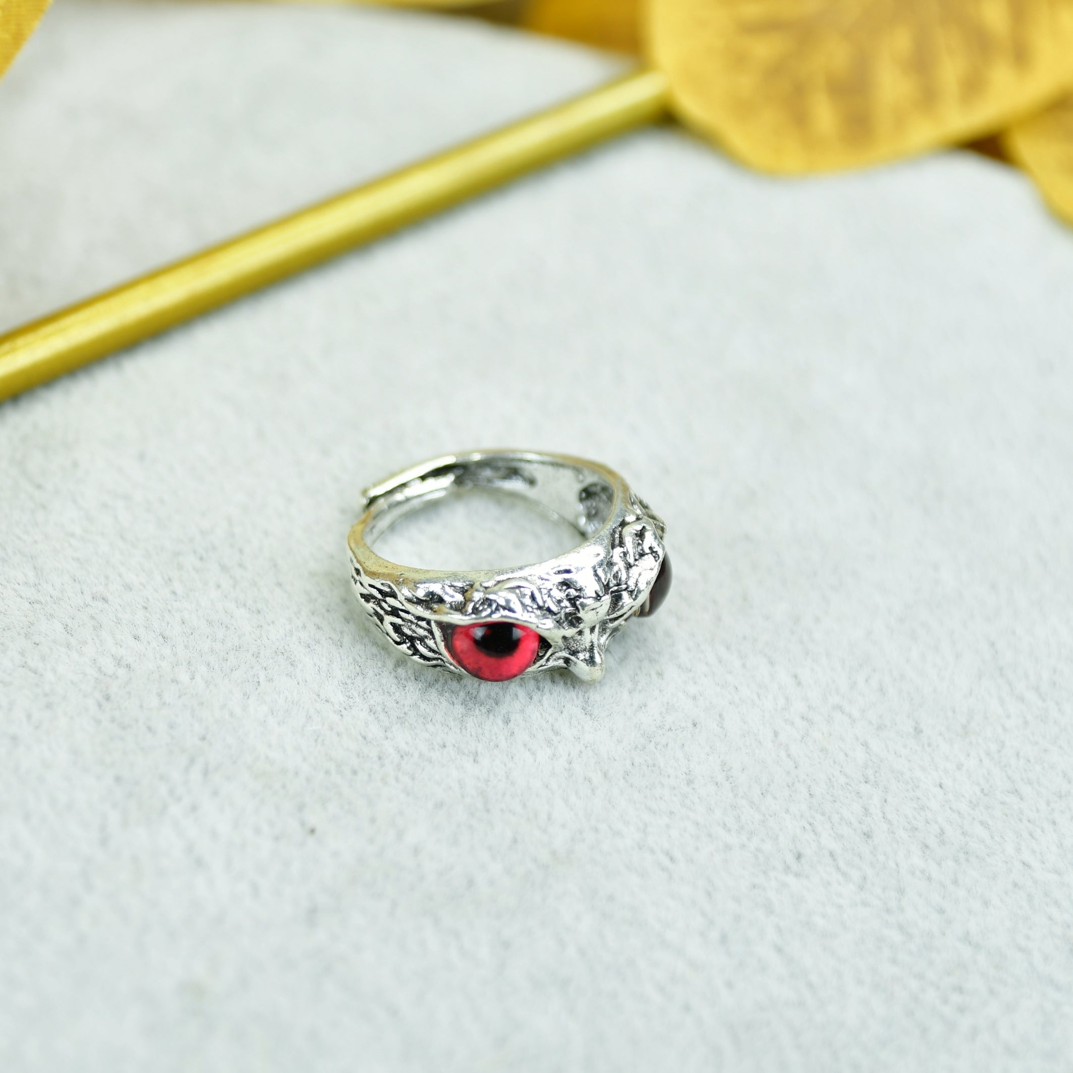 MAYII - Gold Red Eyed Owl Ring Stainless Steel - One Size - Mayii - Mayii