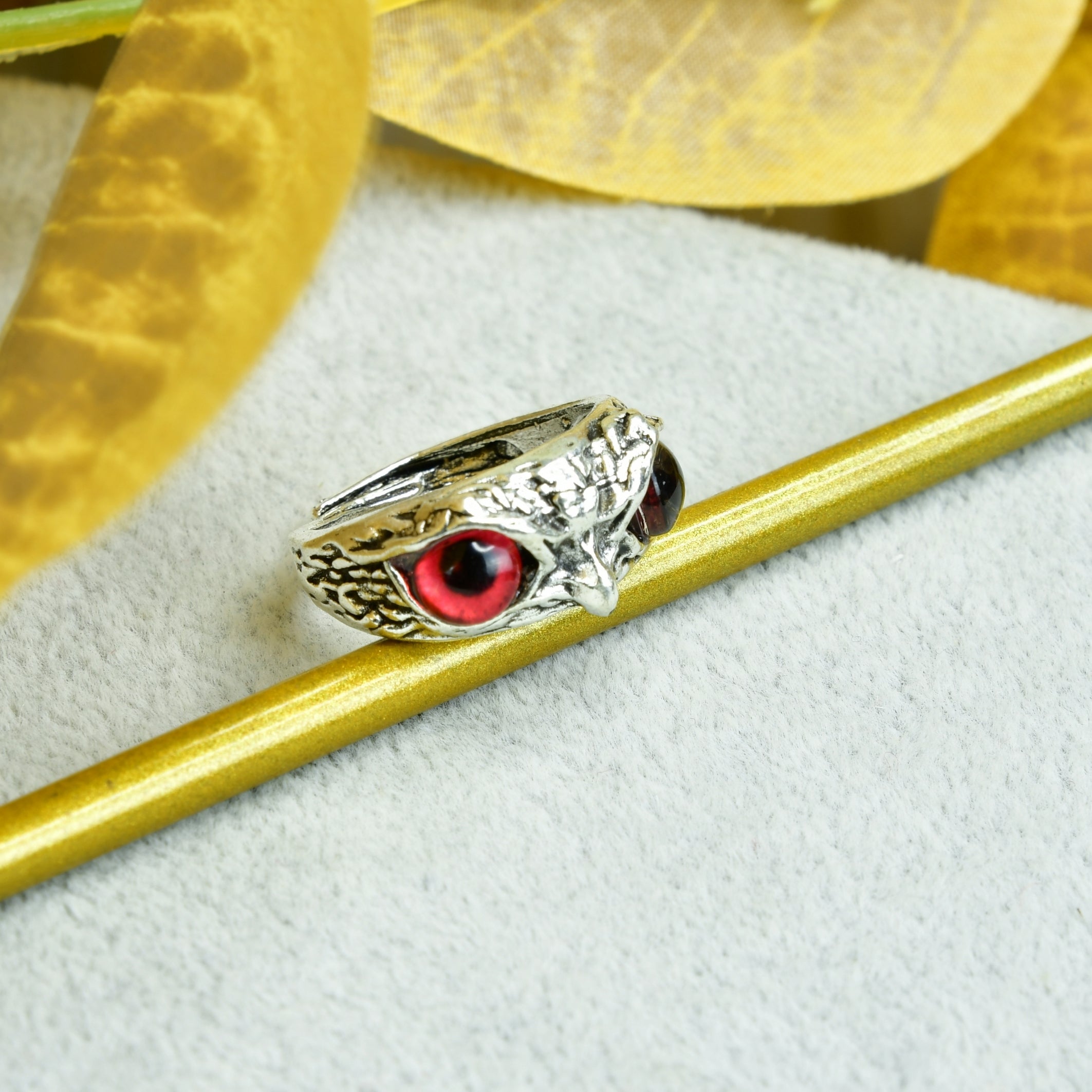 MAYII - Gold Red Eyed Owl Ring Stainless Steel - One Size - Mayii - Mayii