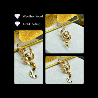 MAYII - Gold  Stainless Steel Snake Shaped Ring - One Size