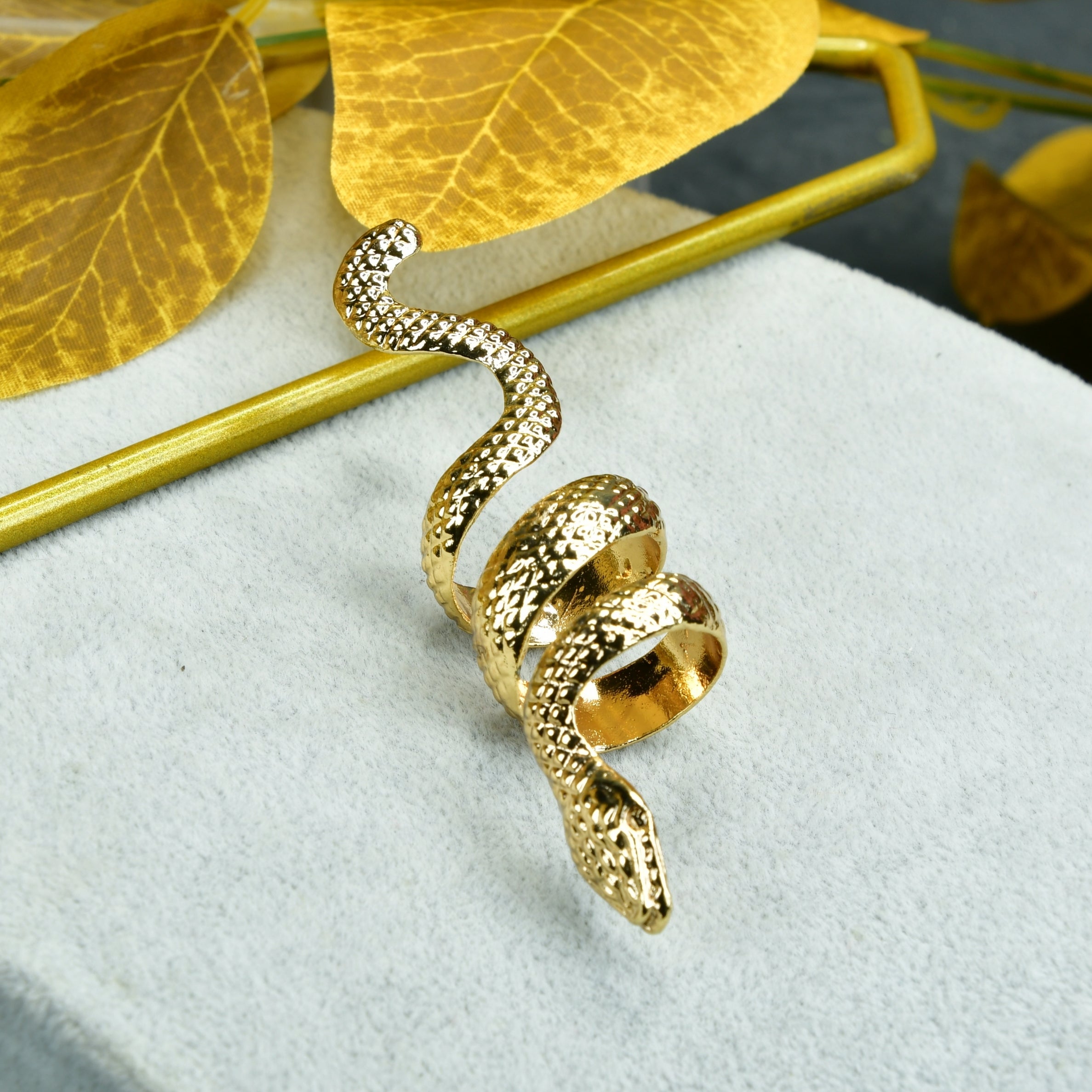MAYII - Gold Stainless Steel Snake Shaped Ring - One Size - Mayii - Mayii