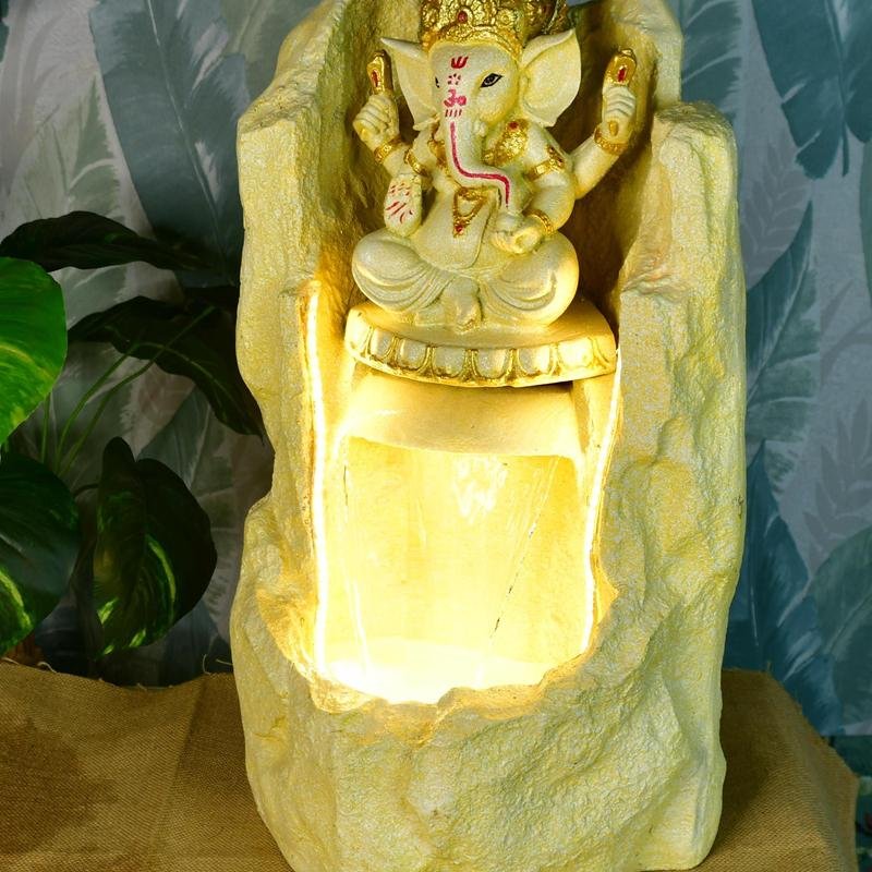 Mayii Golden Ganesha Water Fountain – Elegant Ganesha Sitting Waterfall for Luxurious Home Decor & Gifts - MAYII - Mayii