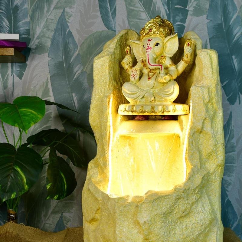 Mayii Golden Ganesha Water Fountain – Elegant Ganesha Sitting Waterfall for Luxurious Home Decor & Gifts - MAYII - Mayii