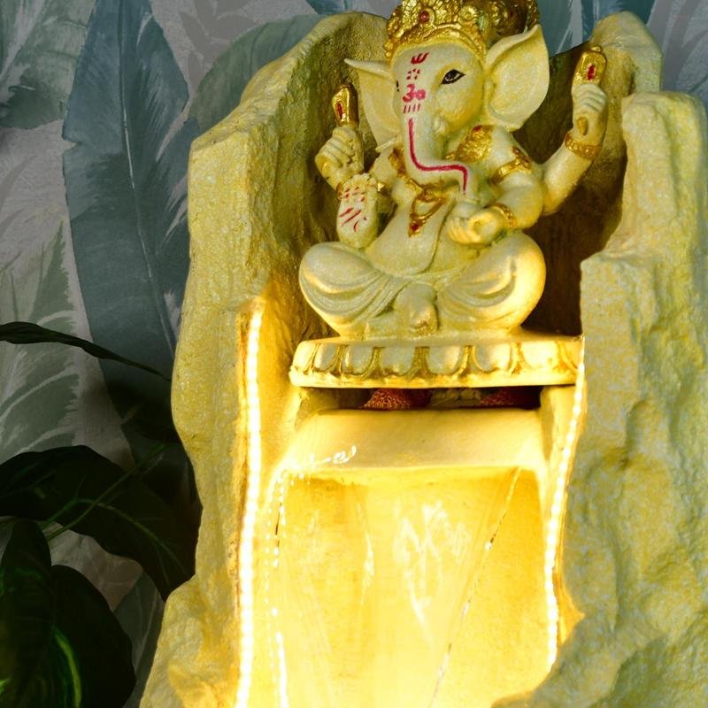 Mayii Golden Ganesha Water Fountain – Elegant Ganesha Sitting Waterfall for Luxurious Home Decor & Gifts - MAYII - Mayii