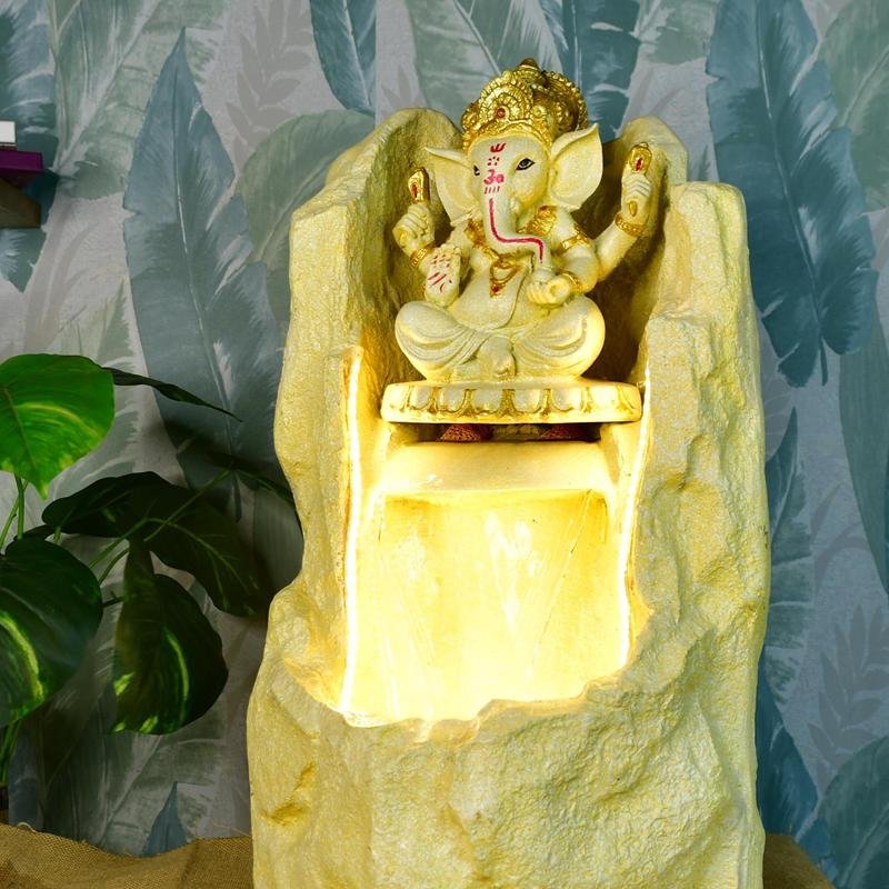 Mayii Golden Ganesha Water Fountain – Elegant Ganesha Sitting Waterfall for Luxurious Home Decor & Gifts - MAYII - Mayii