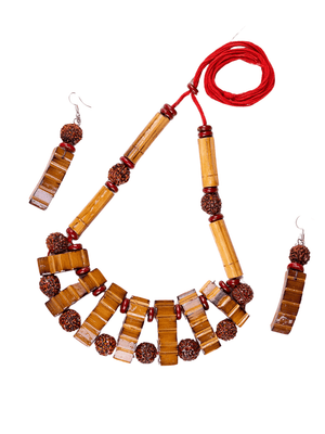 Mayii Handcrafted Bamboo & Rudraksha Necklace - Mayii - Mayii
