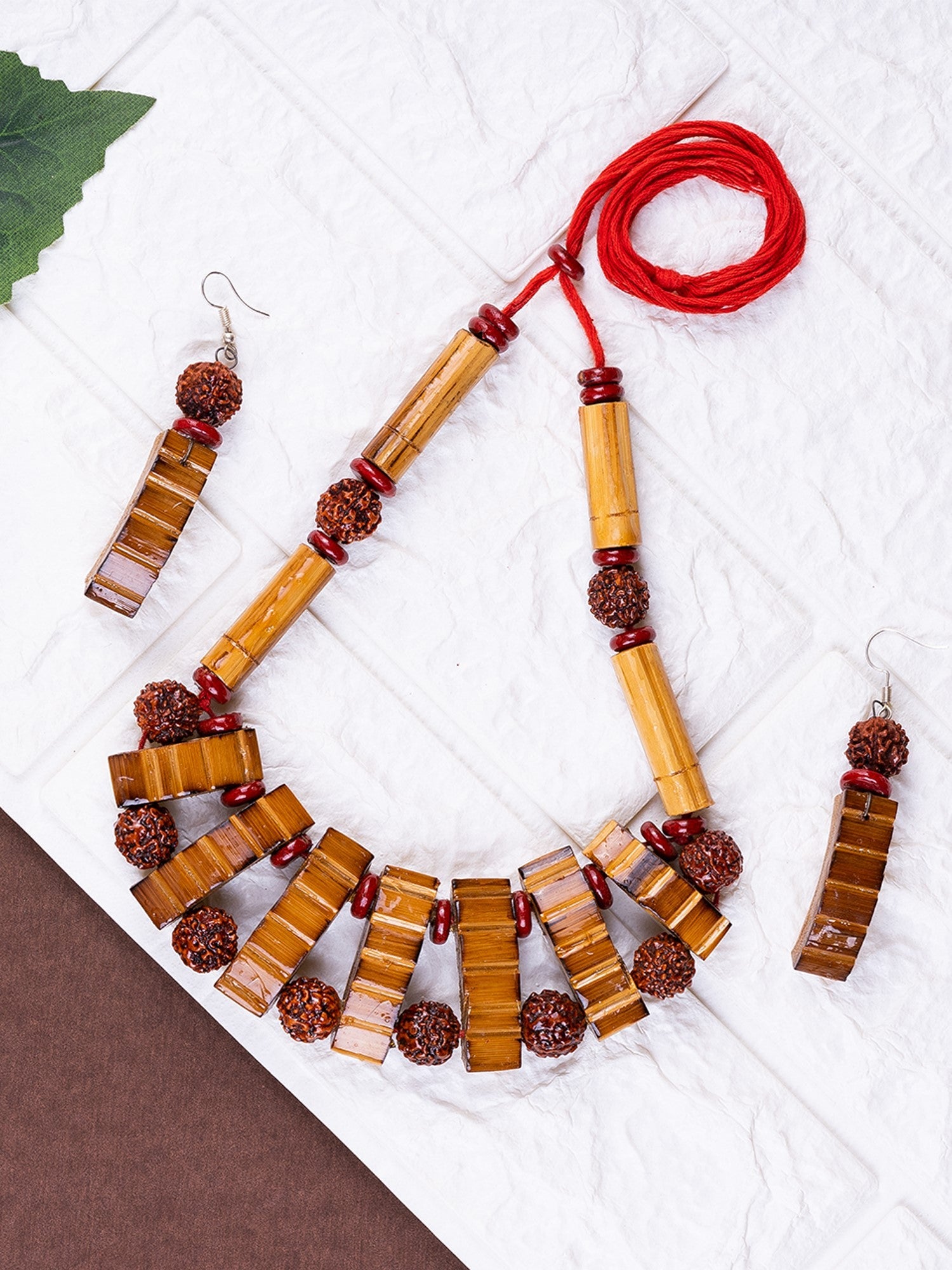 Mayii Handcrafted Bamboo & Rudraksha Necklace - Mayii - Mayii