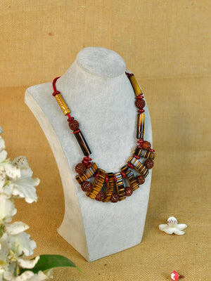 Mayii Handcrafted Bamboo & Rudraksha Necklace - Mayii - Mayii